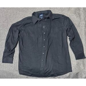 Stafford Travel Men's Fitted 18 34-35 Solid Black Long Sleeve Shirt
